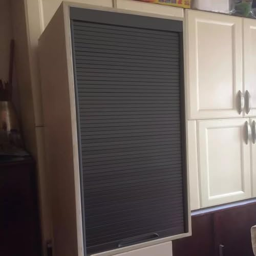 Anpassningsbar Tambour dörr köksskåp kit flexibel gör-det-själv dra ner glidande lamellgrindsystem för butiksbänkar och apparater 76 x 91 cm (30 x 36 tum) – perfekt för mångsidiga förvaringslösningar!