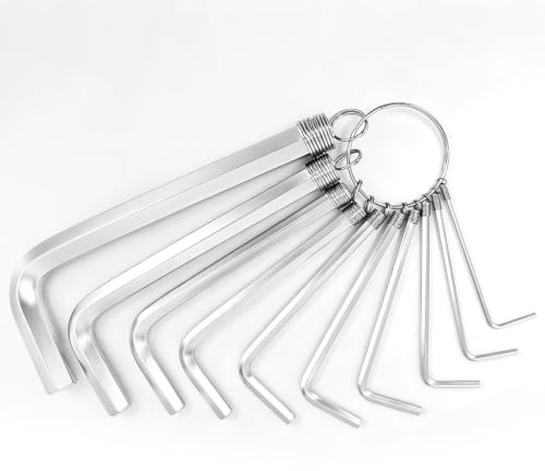 Uxney 10-Piece Metric Allen Wrench Set, 1.5-10mm Chrome Vanadium Steel Hex Key Set with Key Ring, Pocket Bike Allen Key Set for Cycling, Motorcycle & Outdoor Repair