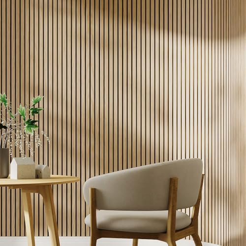 INMOZATA Sound Proof Panels for Walls and Ceiling, Acoustic Wall Panels Decorative, Wooden Slats Wall Panel for Home, Office, Bedroom, Living Room, Wenge, 2400mm x 600mm