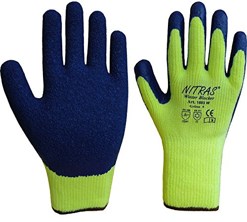 24 Paar NITRAS 1603W Winterhandschuh Winter Blocker, gelb/blau, Thermo , Gr.: 10