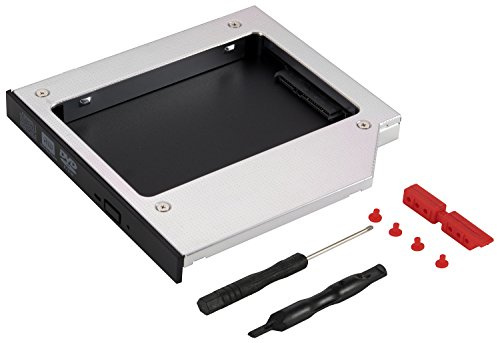 Poppstar Laufwerksrahmen für 2,5 SSD HDD Festplatte (7mm, 9,5mm, 12,5mm) in 12,7mm Sata 3 CD-DVD Schacht (Notebook, Laptop, etc.), Festplattenrahmen Aufrüstset
