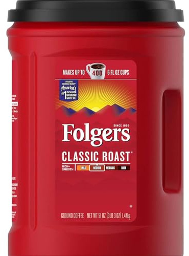 Folgers Classic Roast Medium Ground Coffee 1.44kg Tub Makes up to 400 6 fl oz Cups - Pack of 1