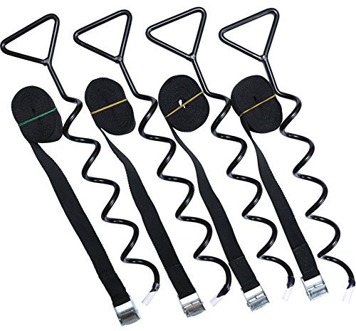 Rebo® Universal Heavy Duty Trampoline Ground Anchor Peg (Spiral) Tie Down Kit for Trampolines, Swings, Climbing Frames, Playhouses, Garden Sheds and More