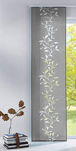 Gardinenbox Moderner Flächenvorhang Schiebegardine aus hochwertigem Ausbrenner-Stoff mit Klettband, Grau Tendril, 1 Stück 245x60 (HxB), 856100