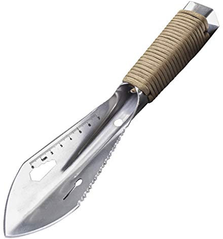 Huafi Multifunktional Edelstahl Schaufeln,Survival Spaten,Sägen, Schneiden, Schaufeln, Schraubenschlüssel, Nägel, Lineal, Schutzspeer,Spaten für Gartenbau/Camping,Outdoor Schaufel
