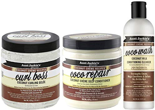 Aunt Jackies Coco Curl Boss426g, Coco Repair Conditioner 426g & Coco Wash 355ml
