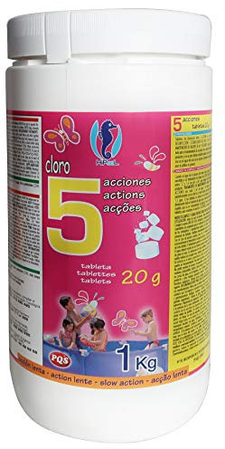 PQS Cloro en Pastillas 5 Acciones Tabletas 20gr. Bote 1 Kg.