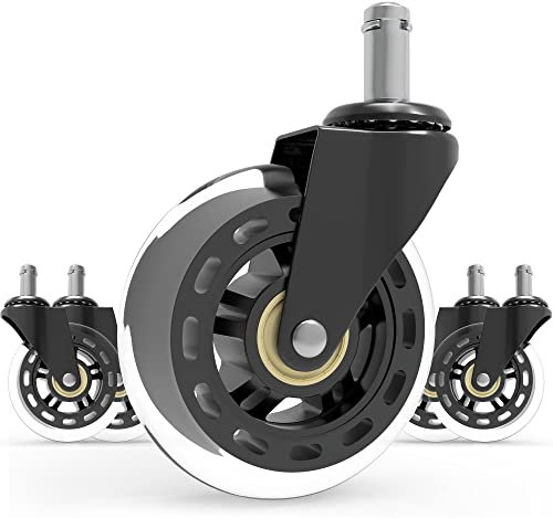 PRIOstahl Rollen für Bürostühle 10mm Drehstuhl Hartbodenrollen Schreibtisch Stuhl - 5 x Gummirollen Set für Parkett Hartboden für Bürostuhl Gaming & Chefsessel office chair Ersatzrollen Möbelrollen