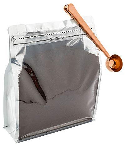 Restaurantware-1 Tbsp Coffee Scoop, 1 Multifunction Coffee Spoon - Built-in Clip, for Measuring Ground Coffee, Espresso, Coffee Beans, Protein Powder, & More, Copper-Plated Stainless Steel Tea Spoon,