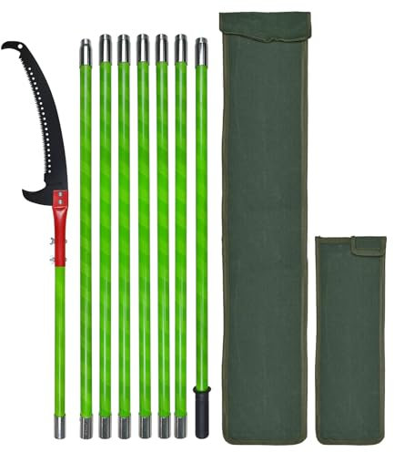 SurmountWay Astsäge mit Stiel 8m Handsäge Einstellbare Länge, Baumsäge Gartengeräte-Set Palme Hochentaster hochreichbare Stange mit Tragetasche, schneidet sauber und schnell für hohe Äste