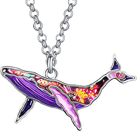 BONSNY Enamel Alloy Floral Ocean Whale Necklace Pendant Gifts for women Jewelry Charms Nature Fish Animals