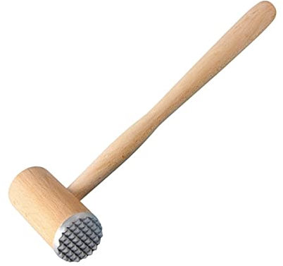 Fackelmann Nature - Ablandador de carne, madera de haya con función de acero inoxidable, 31 x 9,5 x 4,5 cm, natural/marrón claro y plateado