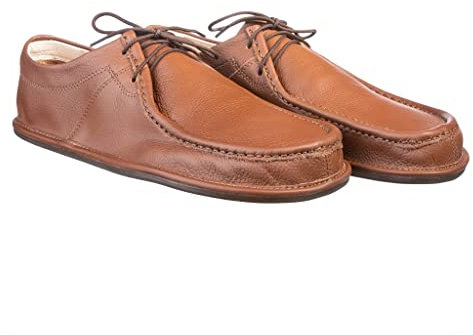 Magical Shoes Mocasines para hombre y mujer, zapatos descalzos de piel, zapatos minimalistas ultraligeros, con cordones, transpirables, mocasines, cameron, marrón, 37 EU Ancho