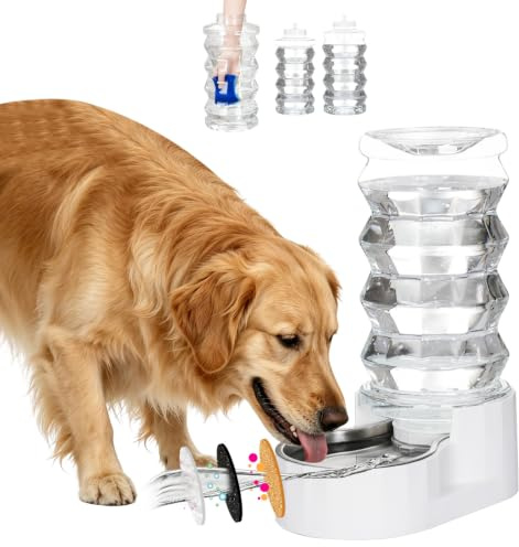 RIZZARI Automatischer Wasserspender für Haustiere, 100% BPA-frei, Schwerkraft-Edelstahl-Wasserspender, große Kapazität, Wasserspender für Katzen und kleine und mittelgroße Hunde (8 l)