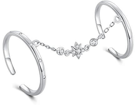 GemKing BSR405 chain double link open ring S925 Sterling Silver ring