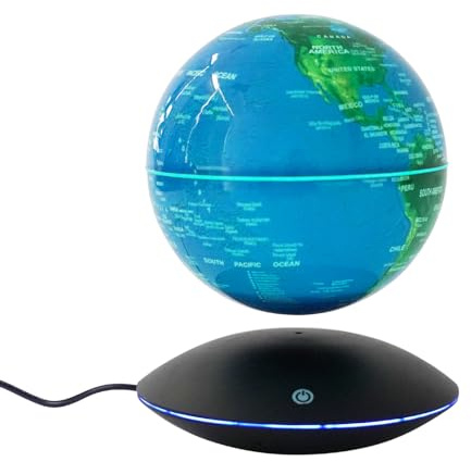 Floating Globe Magnetic Levitation with LED Color Changing Light and Touch Control, Magnetic Levitating Globe for Desk Office Home Decor Educational Gift for Men Father Boys Boss,Blue