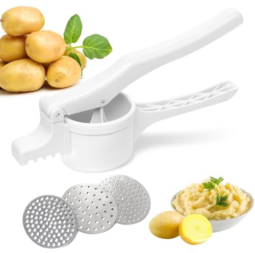 GLADICER Potato Ricer and Masher with 3 Interchangeable Discs, Large Capacity Potato Masher Kitchen Tool Labor-saving Handle Great for Baby Food and juices