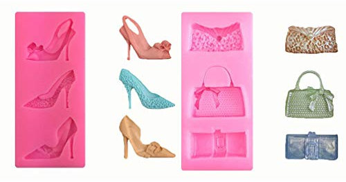 KieTeiiK Silikonformen Highheel-Schuhbeutel Backform DIY Fondant Schokolade Gebäck Form Backformen Küche Kuchen Dekorieren Werkzeug 2 X Silikonform für Harz Hund