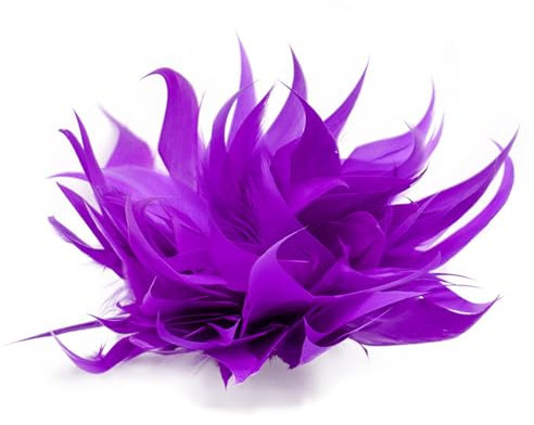 QYWT Federblumen-Brosche, Damen-Fascinator, Cocktail-Teeparty-Kopfbedeckung, Haarspange, Lila, 1 Stück