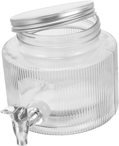 LIFKOME Barril De Botella De Vidrio Dispensador Con Grifo Tarro De Almacenamiento De Bebidas Limonada y Cócteles Tarro Dispensador De Vidrio