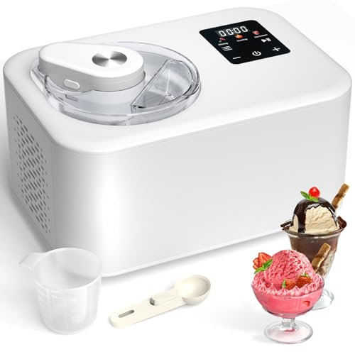 No Pre-freezing Ice Cream Machine 1.2L, Ice Cream Maker with Compressor, 3 in 1, Touchscreen Control Panel & Timer, Homemade Ice Cream/Gelato/Sorbet/Frozen Yoghurt