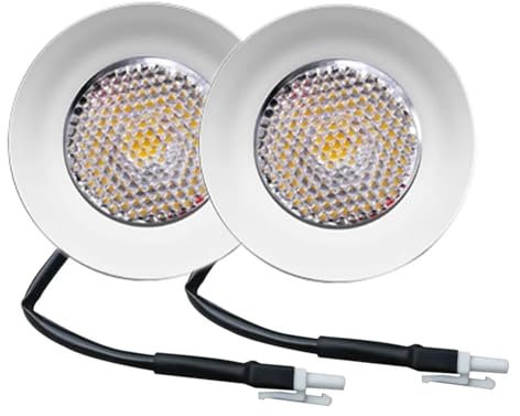 RUEHALF 2-Piece Cooker Range Hood Light 25m Hole 1.5W 12V DC LED Cabinet Light EL Connector Recessed Mini Light Lamp =15W Halogen Bulb (Color : Warm White 3000K, Size : With EL connector)