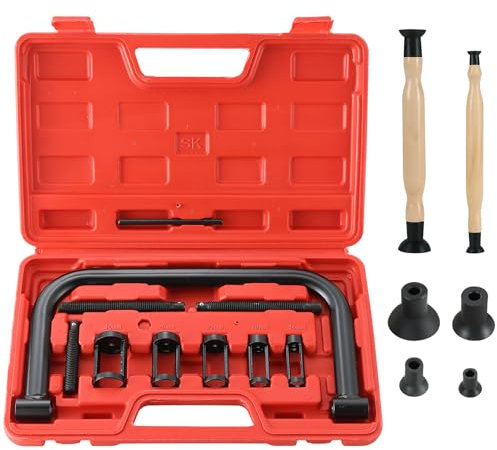 DASBET Valve Spring Compressor & Valve Lapper Set with 4 Suction Plates | Spring Clamp Service Kit with Solid C Clamp for Motorcycle, ATV, Car, Small Engine Vehicle Equipment
