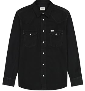 Wrangler Western Shirt för män, Skölj svart, XXL