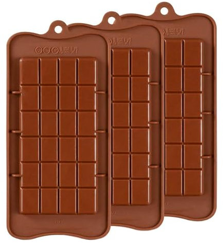Break Apart Chocolate Moulds，3 PCS Silicone Candy Molds, Flexible Energy Bar Molds Non-Stick Reusable DIY Baking Molds