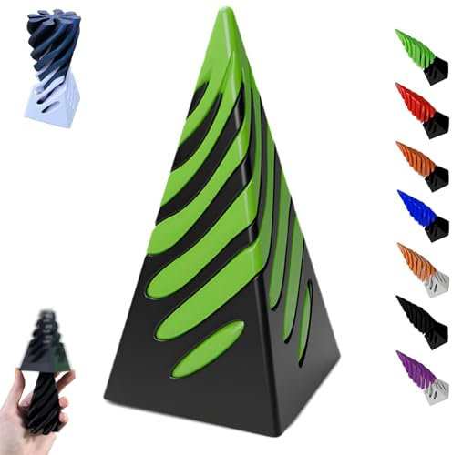 enseak Impossible Cone,Spiral Cone Fidget Toy,Impossible Pyramid Passthrough Sculpture, 4.3 3D Rotating Spiral Cone Fingertip Printed Toys,3D Mini Pyramid Shuttle Statue Model