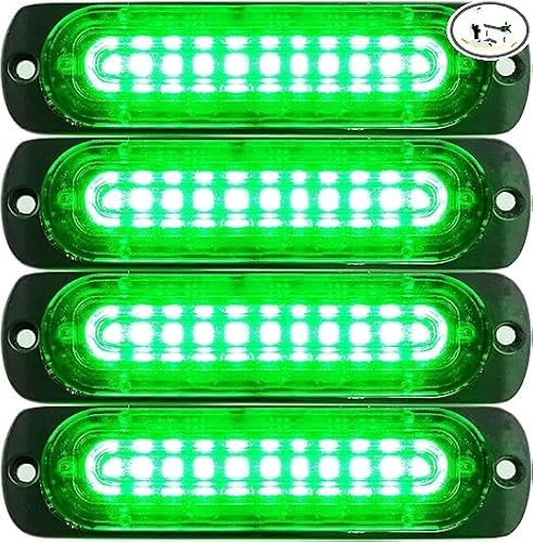 SHANJIA Spia di Emergenza Super Luminosa, LED Ultra Slim Strobe 4.4-Inch 4Pack 10LED Luce Laterale per Camion12V-24V LED Luce Stroboscopica di Emergenza per Rimorchio Camion Caravan (Verde)