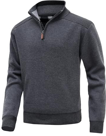 MeiLayM Maglioni Uomo Invernali Collo Alto Casual Cappotti Pullover Giacca in Maglia Maglione Manica Felpa con Zip Caldo Lunga Basic Maglione Slim Leggero Pullover Grigio,M