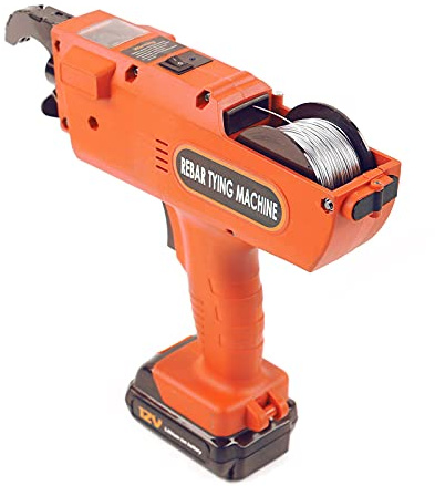 8-34mm Rebar Tier Bindemaschine, 4500mAh Elektrische Drahtbindemaschine mit Ladegerät und 2 Akku, Automatisch Handheld Rebar Tying Stahlbeton GeräT BindegeräT füR Machine DrahtbindegeräT (Orange)