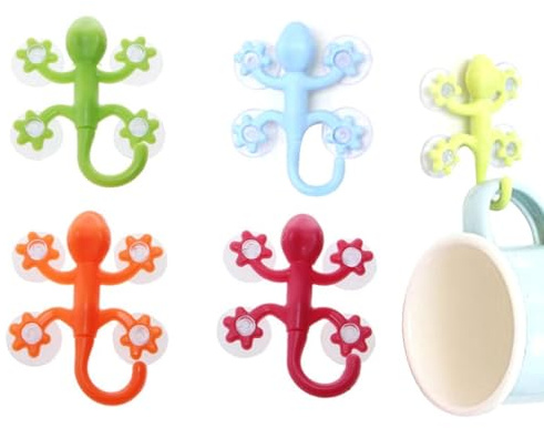 Ganci a ventosa, a forma di , per appendere le chiavi, da parete, per asciugamani, a forma di , per cucina, bagno, doccia, parete, finestra, vetro, porta, colore casuale