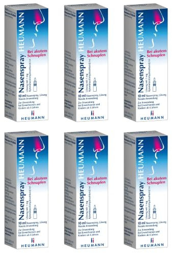 Multipack Set mit Nasenspray Heumann (6x 10ml) 60 ml - Spray bei verstopfter Nase durch Erkältung oder Allergien | Befreit die Atemwege