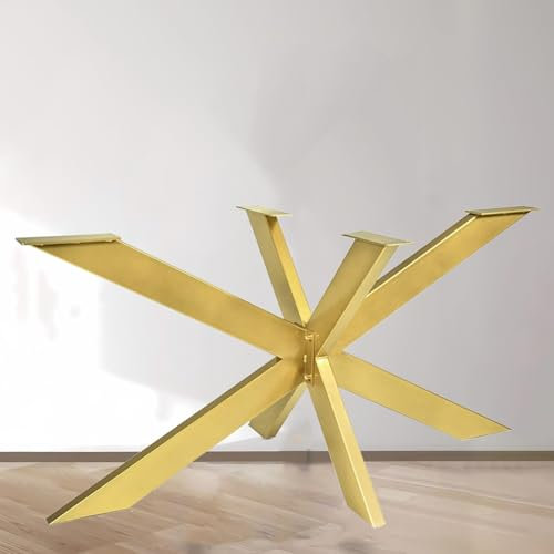 Industrielle Esstischbeine im Spinnenstil zum Selbermachen, Metall-Tischgestell mit einfacher Montage, Möbelbeine für Esstisch, pulverbeschichtete Stahlbeine in Gold-Finish (150 x 70 x 72 cm)
