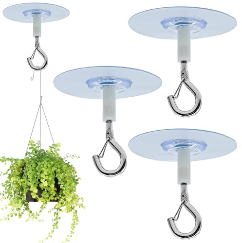 Liameph Self-Adhesive Ceiling Hooks for Plants, Wind Chimes, Lights, Flower Pots and Balloons - Punch-Free Design, Simple to Use