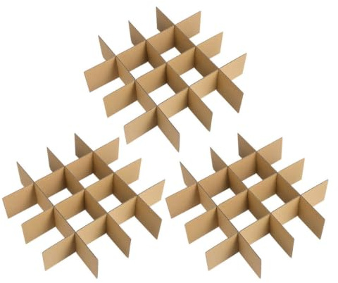 JEWEDECO 18pcs Cardboard Box Dividers for Moving Glass Divider Kits for Shipping Wine Glasses and Dinnerware Easy to Use Packing Partitions Khaki Protection for Safe Transport