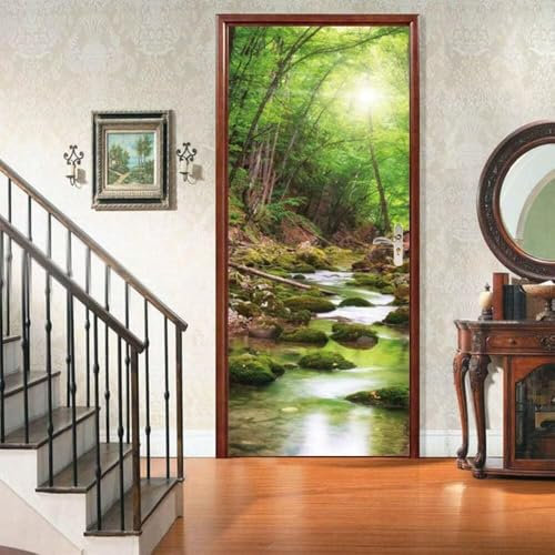 Türbekleben Wald Natur Türtapete, Selbstklebend TürPoster Wald Natur Türbilder, 3D Fototapete Türfolie Poster Tapete Türaufkleber Tür Tapeten 88 x 200 cm q7880