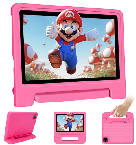 VNEIMQN Kinder Tablets, Android 14 Tablet WiFi Bluetooth Dual-Kamera Kids Space, 10.1 Zoll HD Tablet mit Octa-Core, 8GB RAM 64GB ROM (TF 1TB), Elterliche Kontrolle, 6000mAh, Kleinkind Tablets (Rose)