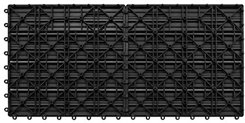 1,08 m² Schwarzes WPC -Deck -Tiles -Set, 6 -teiliges Ineinandergreifendes Design, Wasserfestes, Einfaches Wartung, Einfach zu Passen, für Terrassen, Balkonen, Badezimmer, in der
