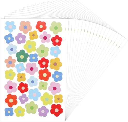 780 Stück Blumensticker Sticker Kleine Blümchen zum Kleben Kofferaufkleber Bunte Blumen Klein Mini Aufkleber Set Dekoration Fahrrad Autoaufkleber für Notizblöcke Sammelalben Laptop Wasserflaschen Auto
