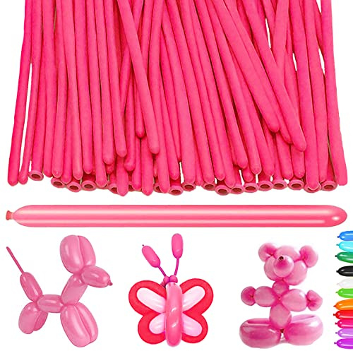 AUNGKWANG 100 Piezas Globos Largos, Rosa Globo Formas, Globos Mágicos, Globo Largo del Látex, para Niño Fiestas de Cumpleaños, Bodas, Aniversarios y Celebraciones