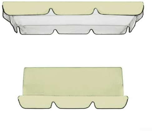 Hollywood 3Seater Swing Seat with Adjustable Canopy & Cushion Replacement Set3 Seat Covers & Swing Cover (Beige 164x114x15 cm) Perfect Outdoor Relaxation