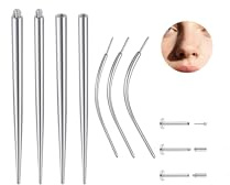 MODRSA Kit de piercing et d'élargissement d'oreille - Outil d'insertion : 16, 18, 20 g en acier inoxydable - Outil d'aide au changement de bijoux - Cônes courbés