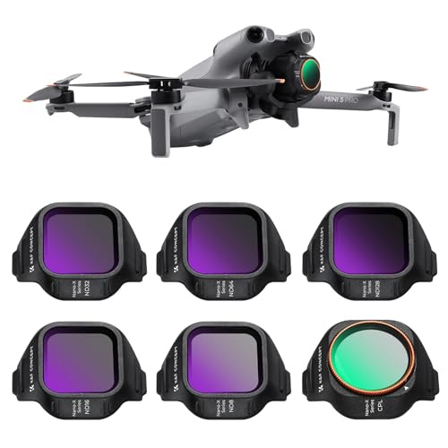 K&F CONCEPT Kit de Filtres ND et CPL pour DJI Mini 5 Pro, 6 Filtres de Densité Neutre et Polarisant (ND8/ND16/ND32/ND64/ND128/CPL) en Verre Optique HD Multi-traité, Accessoires pour Drone | ND8/16/32/64/128/CPL, verre optique HD multi-traité, accessoires compatible drone DJI Mini 5 Pro, FD041
