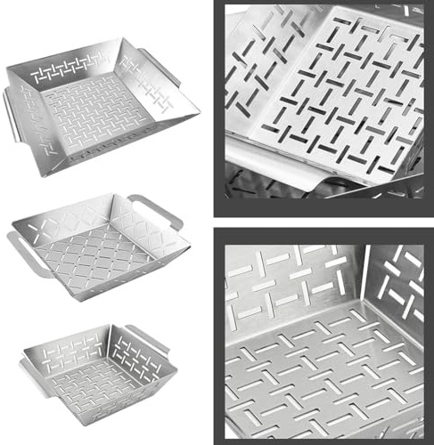 Cestello per grigliare in acciaio inox di alta qualità con rete per barbecue Weber per cucinare verdure e contorni in modo uniforme ((piccolo))