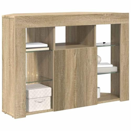 vidaXL Meuble TV LED d'angle 100x40x68cm Chêne Sonoma