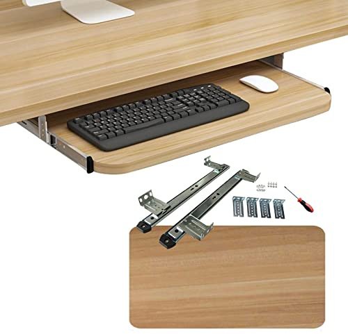 Ergonomisk tangentbordsbricka med justerbar glidande musplattform, metall och trä Ra för optimering av arbetsyta hemma och på kontoret