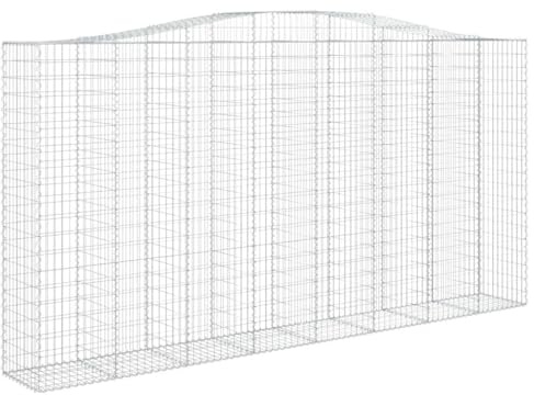 pokgdf Lot de 2 gabions avec arc haut, 400 x 50 x 200/220 cm, fer galvanisé, pour clôture de jardin, décoration et brise-vue, panier à gabion durable en acier